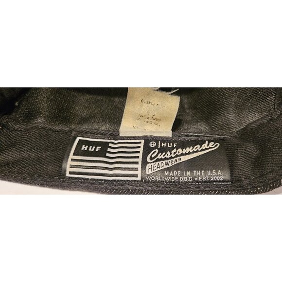 Thrasher HUF Worldwide Snapback Hat Blaxk Denim Y2K Skater 100% Cotton USA - Picture 9 of 10